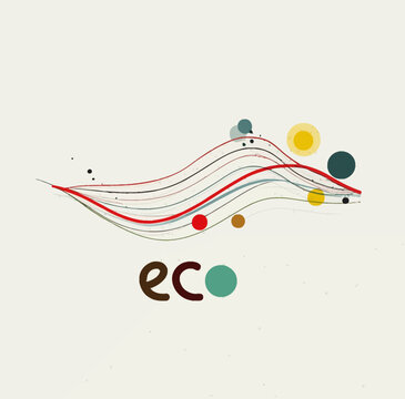 Eco theme with the text &ldquo;eco&rdquo;, simple shapes and lines, ecological concept