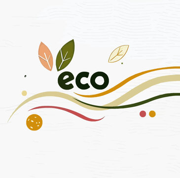 Abstract image of the word &ldquo;eco&rdquo; with flowing lines and dots on a white background, the concept of ecology
