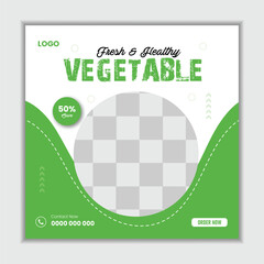 Fresh & Healthy Vegetable Social Media Post Template &ndash; Green Organic Food Promotion Design

