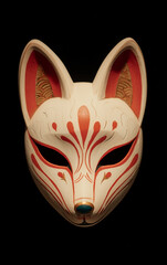 Naklejka premium traditional japanese kitsune fox mask – ideal for cultural articles, folklore-themed designs, and festival posters