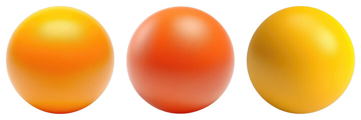 Three orange balls are shown in a row