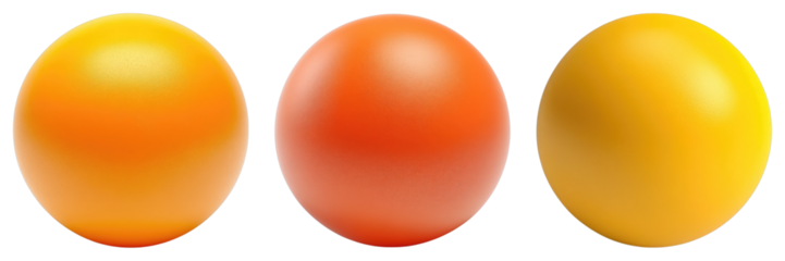 Three orange balls are shown in a row