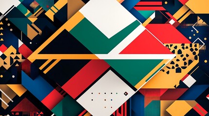 Obraz premium Abstract geometric design with vibrant colors and shapes.