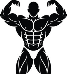 Gym Pose Line Art – Muscular Man Silhouette Collection Bodybuilder One Line Drawing – Fitness Silhouette Vector Set