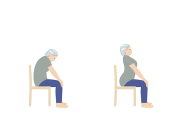 Senior Woman Performing Seated Cat-Cow Stretch