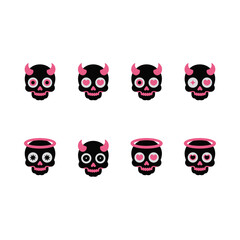 Spooky Kawaii Skull Vector Set
