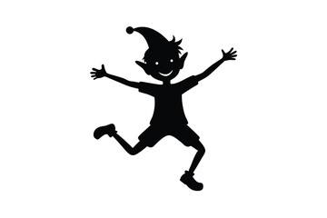 boy jumping in elf shoes silhouette