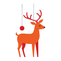 christmas reindeer with red ribbon