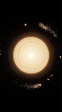 Bright Circular Light with Radiating Lines in Dark Background