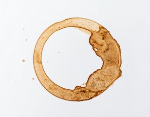 Coffee Ring Stain: A close-up shot of a coffee ring stain reveals the subtle beauty and unique textures created by a simple coffee cup, symbolizing daily routines.