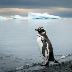 Obraz premium penguin on the ice hill sea
