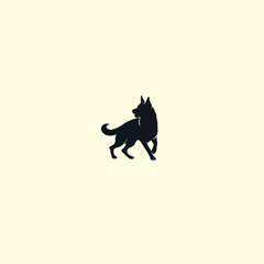 Obraz premium Dog silhouette logo icon flat vector design