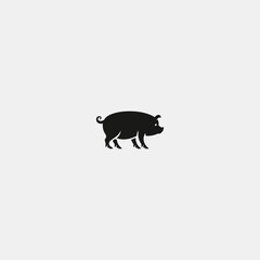 Pig silhouette logo icon flat vector design