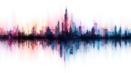 Obraz premium Cityscape reflection, vibrant colors, abstract