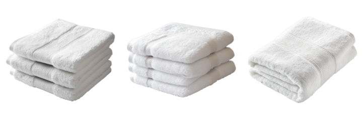 Three white towels stacked on top of each other