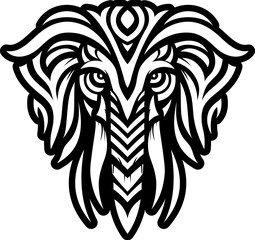 Tribal Elephant Head Vector Icon
Ornate Tribal Elephant Head – Bold Black and White Vector Animal Design