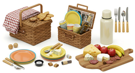 set of kitchen utensils for picnic