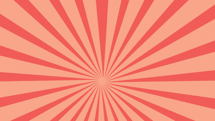 Pop art red burst background. Sunbeam comic book radial lines superhero action explosion lightning blast backdrop with halftone dots. Anime manga retro vintage background
