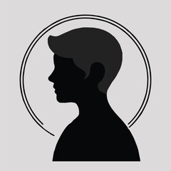 User Profile Avatar Icon Set – Male and Side View Silhouettes