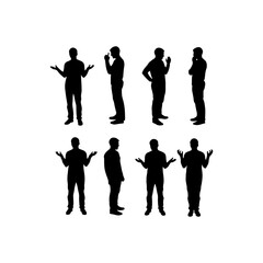 Man different reactions, silhouette icon vector flat design.
