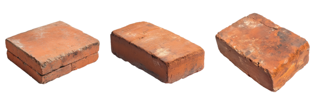 Three bricks of different sizes are shown in a row