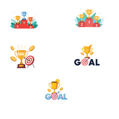 Circular economy illustration set. Sustainable economic growth with renewable energy and natural resources. Green energy, sustainable industry and manufacturing concept. Vector illustration.