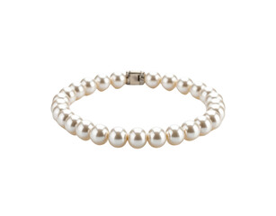 Obraz premium Elegant pearl bracelet featuring a silver clasp and luminous round pearls (1)