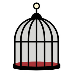 a black birdcage no background vector file.