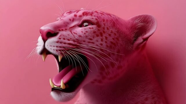 Pop Pink jaguar portrait, stylized, for branding projects