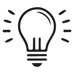 Symbol of idea and creativity ,light bulb with glowing rays. Vector illustration EPS 10