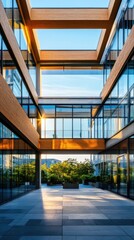 Obraz premium Modern architectural design urban landscape building structure glass facade daylight contemporary style