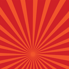 Fototapeta premium Pop art red burst background. Sunbeam comic book radial lines superhero action explosion lightning blast backdrop with halftone dots. Anime manga retro vintage background