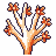 Fototapeta premium Pixel art coral retro digital sea life design, aquatic ecosystem illustration