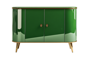 Elegant Green Credenza Sideboard isolated on transparent background