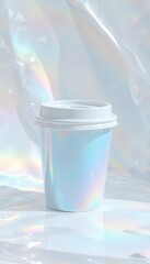 mockup paper cup with coffee on table
