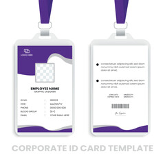Modern Corporate ID Card Template | Clean and Professional Employee Badge Design. A sleek and modern corporate ID card template featuring front and back designs, editable name, title.