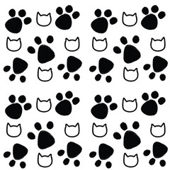 Fototapeta premium Paw Seamless Pattern Vector