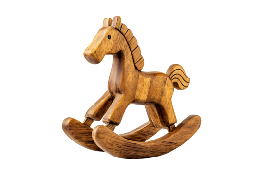 Wooden rocking horse isolated on transparent background - Powered by Adobe