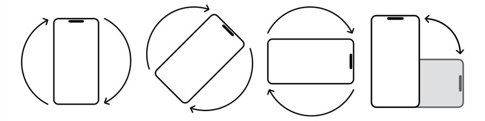 Smartphone rotation icon set, orientation change illustration