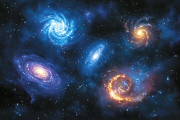 Obraz premium Exploring the Cosmic Wonders: Galaxy, Stars, and Nebulae in the Vast Universe of Astronomy, Dark Matter, Black Holes, Supernovae, and the Mysteries of Cosmic Evolution and Energy