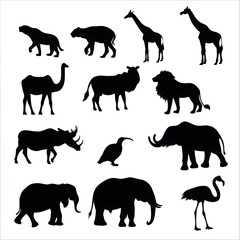 collection of animals silhouettes