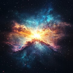 Fototapeta premium Explosive cosmic event unveiled nebula discovery digital art space wide-angle interstellar beauty