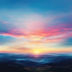 Obraz premium Sunrise over majestic mountains nature landscape tranquil environment aerial view serene concept