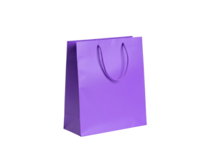 Lavender Paper Shopping Bag with Braided Cord Handles Angled View