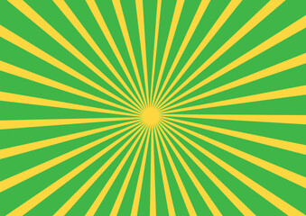 Retro lime green sun rays on halftone bg. Pop art comic cartoon