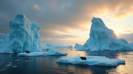 Melting Icebergs Drifting in a Warming Ocean