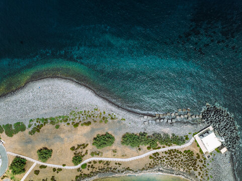 Aerial view of Santa Marina Salina, Salina Island, Aeolian Islands archipelagos, Sicily, Italy.
