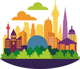 Obraz premium vector illustration of city