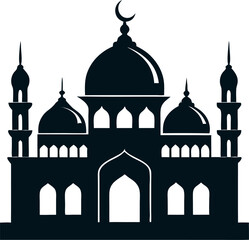 mosque silhouette vector on a white background