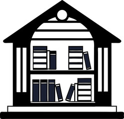 library silhouette vector on a white background 